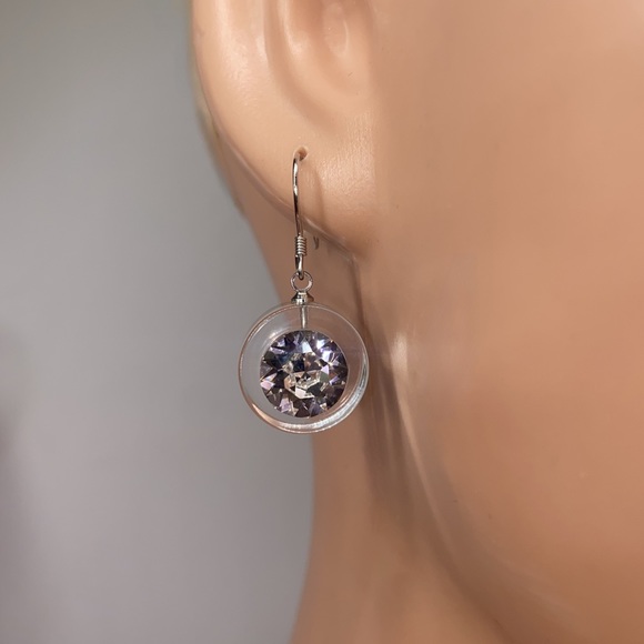 Women’s Crystal Acrylic Drop Earrings, Dangle Drop Style, Statement Earrings - Picture 5 of 12